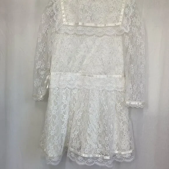 Jessica McClintock vintage 90’s ivory white lace Victorian wedding dress 6 - Picture 3 of 10